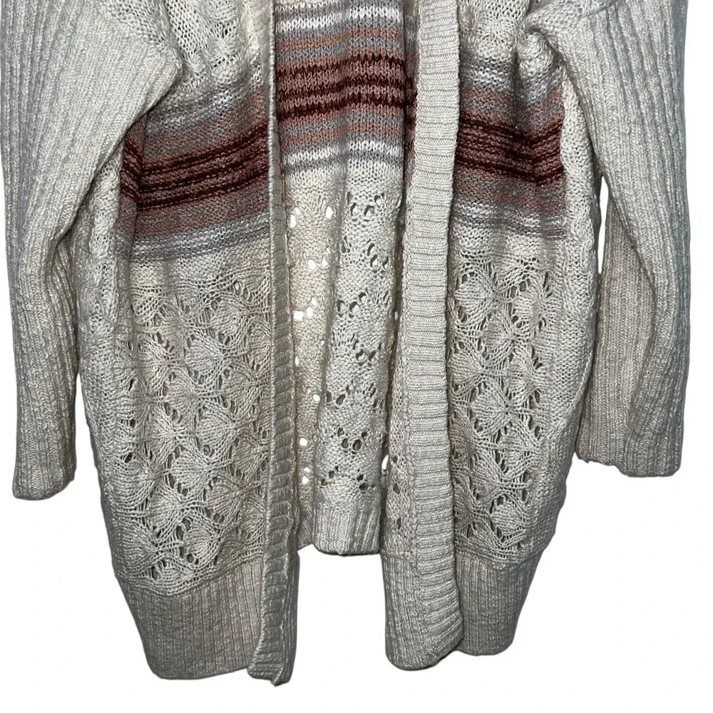Anthropologie Pilcro Jemma Cable-Knit‎ Open Cardigan Women Size XS/S Beige Wool